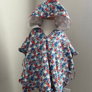 Mini Boden Blue Towelling Poncho Hoodie size Small